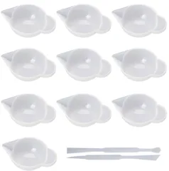 YFFSFDC レジン道具 調色パレット 10枚+調色スティック 2本セット シリコン製 UVレジン用ツール 柔らかい DIY 手芸 UVレジン用具 半透明 ハンドメイド道具