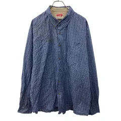 Wrangler 長袖 チェックシャツ 2XL ブルー系 ラングラー ボタンダウン ビッグサイズ 胸ポケット カジュアル 古着卸 アメリカ仕入 a709-5947
