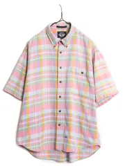 【お得なクーポン配布中!】 90s ドッカーズ リーバイス チェック ボタンダウン 半袖 シャツ メンズ L / 古着 90年代 オールド LEVIS DOCKERS コットン BD マルチカラー