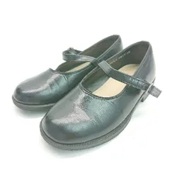 ◇ HARUTA KIDS ハルタ 無地 ラウンドトゥ ストラップ ローファー サイズ18 ブラック レディース E  【1309250006244】