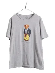 【お得なクーポン配布中!】 ポロベアー ポロ ラルフローレン プリント 半袖 Tシャツ メンズ XL 古着 キャラクター 半袖Tシャツ 大きいサイズ シングルステッチ グレー