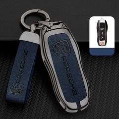 ポルシェ PORSCHE キーケース キーホルダー付き 高級 スマートキーカバーTPU 車 傷のつきにくい 防水 防塵 A番 深錆色/ブルー