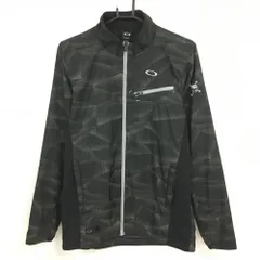 【超美品】オークリー ジャケットブルゾン 黒×グレー 総柄 メッシュ裏地 軽量  メンズ M ゴルフウェア Oakley