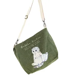 【訳あり】【お散歩ミニトートバッグ】【送料込み】【新品】Mintinn ミントイン お散歩ミニトート 33088 ランチバッグ ランチトート ファスナー・ポケット・ストラップ付 ペットボトル収納可 スコティッシュ メリア 猫柄 カーキ