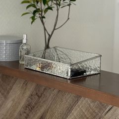 【送料無料】ガラス製アクセサリーケース ジュエリーボックス ガラスボックス コレクション シルバー 小物入れ 収納