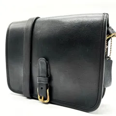 ✨良品✨ OLD COACH オールドコーチ ショルダーバッグ トートバッグ フラップ バックル ゴールド金具 ロゴ型押し チャーム 肩掛け 斜め掛け グラブタンレザー レディース ブラック 黒色
