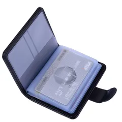 【人気商品】PUレザー 保険証/免許証/キャッシュカードに対応 クレジットカードケース 二つ折り カード入れ 名刺ファイル 縦型 スキミング防止 ブラック 磁気 カードケース 20枚収納 [Wisdompro]