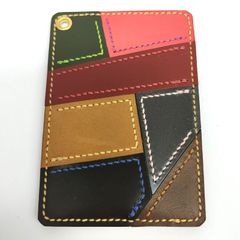 本革 パスケース パッチワーク 定期入れ Suica PASMOカードケース 	赤(裏：カラフル)	ハンドメイド/工房エールヨコハマ