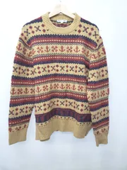 ◇ ⊇ UNIQLO × JW Anderson 長袖 スフレヤーンフェアアイルセーターニット セーター サイズL キャメル マルチ メンズ E  【1506250001259】