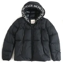 極美品□MONCLER/モンクレール ロゴ刺繍デザイン MONTCLA/モンクラ フーデッド WZIP ダウンジャケット ブラック 1 ブルガリア製 国内正規品のサムネイル