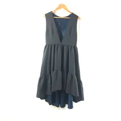 ロイスクレヨン Lois CRAYON ワンピース ジャンパースカート Vネック フリル フレア 日本製 裏地付き チャコールグレー系 Mサイズ 964916