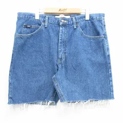 W38/古着 リー Lee ショート パンツ ショーツ メンズ コットン 紺 ネイビー デニム 25jun21 中古 ボトムス 短パン ショーパン ハーフ