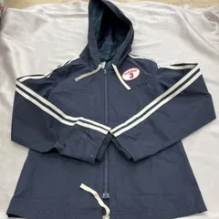 adidas アディダス　キッズ　ナイロン　ジャケット　コート　Mサイズ　ネイビー　紺　３本ライン