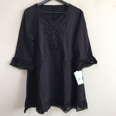 4298 SHIZUKA KOMURO　フラワーエンブレムレースチュニック　紫　44　訳あり