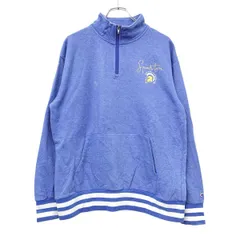 Champion プリントスウェット ハーフジップ XL ブルーグレー系 チャンピオン 裏起毛 古着卸 アメリカ仕入 a709-5592