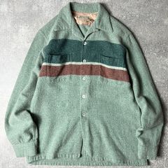 60s USA製 McGREGOR ボーダー ウール 長袖 オープンカラー シャツ M / 60年代 アメリカ製 マクレガー ビンテージ 開襟 ボックス