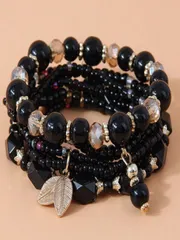 ジュエリー レディース ブレスレット セット 4個セット ボヘミアンスタイル オレンジ ミレットビーズブレスレット、女性の日常着用に適しています