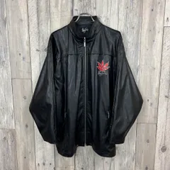 Marijuana マリファナ 刺繍 フェイクレザー ジャケット ブルゾン