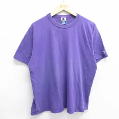 L/古着 チャンピオン champion 半袖 ビンテージ Tシャツ メンズ 90s 無地 コットン クルーネック 紫 パープル spe 25jun03 中古