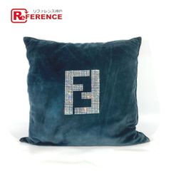 FENDI - フェンディ FENDI ラインストーン ロゴ インテリア クッション ベロア ブラウン フェンディ FENDI ラインストーン ロゴ インテリア クッション