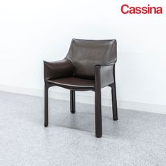 【中古品】Cassina カッシーナ 413 CAB キャブ ダイニング アーム チェア レザー ブラウン マリオ・ベリーニ 定価51万【1】