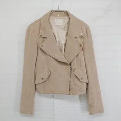 ◇ MIIA ミーア スウェード風 袖ジップ 長袖 ライダース ジャケット サイズM ベージュ系 レディース P  【1303070000017】