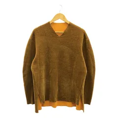 Mame Kurogouchi / マメクロゴウチ | レーヨン ナイロン混 パイル Vネック ニット | 1 | ブラウン | レディース