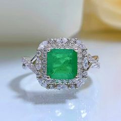 S925純銀】ラボグロウン・エメラルド クッションカットリング - メルカリ