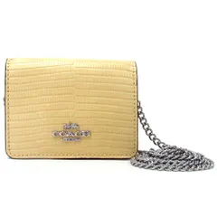 【新品 未使用】コーチ レザー財布 COACH アウトレット リザード レザー チェーン ミニ ウォレット ショルダーバッグ CR372 SVMN0