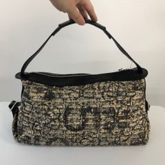 CHANEL（シャネル）アイコン クローバー ワンショルダー ショルダーバッグ 肩掛け コットン レザー イエロー系マルチカラー【中古】