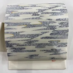 名古屋帯 秀品 夏帯 霞 金銀彩 クリーム 正絹 【中古】