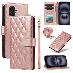 【在庫処分】カード収納 財布型 ケース ケース 横置き機能 ケース いphone16 肩掛け スマホケース 耐衝撃 16 16 iPhone 携帯カバー iPhone 対応 ショルダー ストラップ付き(ローズゴールド) アイフォン16 手帳型 用