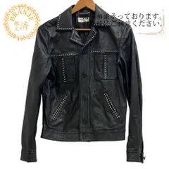 【５％OFF フォロワークーポン！！】SAINT LAURENT PARIS/サンローランパリ 409170 レザージャケット ラムレザー スタッズ レザー その他アウター ブラック メンズ ブランドのサムネイル