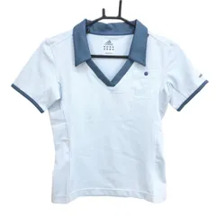 ★特価★【新品】アディダス 半袖スキッパーシャツ ライトブルー×グレー 胸ポケット レディース M ゴルフウェア adidas