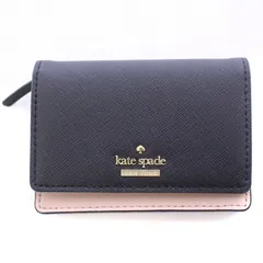ケイトスペード KATE SPADE NEWYORK カードケース 二つ折り ミニ バイカラー レザー 黒 ブラック ピンク /BBのサムネイル