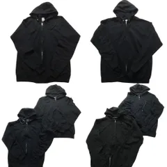 古着卸 まとめ売り ブラック 無地 パーカー フルジップ  6枚セット (メンズ Ｓ /Ｍ ) フルーツオブザルーム ヘインズ 中古 古着 NB4673