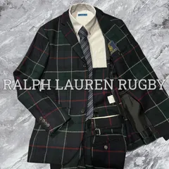 RALPH LAUREN RUGBY ラルフローレンラグビー セットアップ スーツ 上下セット チェック ウール 3B 背抜き センターベント 本切羽 グリーン 緑色 ネイビー 紺色 レッド 赤色 XS