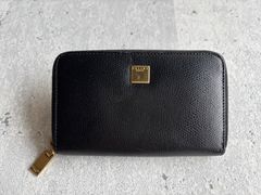 CELINE スクエアプレート ラウンドジップ ウォレット ブラック
