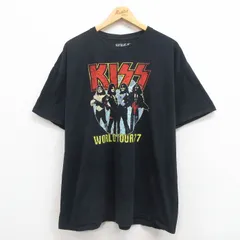 XL/古着 半袖 ロック バンド Tシャツ メンズ キッス 大きいサイズ コットン クルーネック 黒 ブラック 25jul31 中古