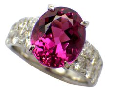ルベライト ダイヤモンドリング Pt900 9.17g 12号 GRJソーティング付き　Rubellite4.15ct Dia1.35ct Ring