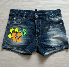 正規品 DSQUARED(ディースクエアード) 2 Flower Biker Denim Short ー eu46
