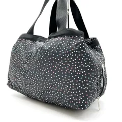 ✨良品✨ LESPORTSAC レスポートサック トートバッグ ハンドバッグ 星柄 総柄 ロゴタグ ナイロン レディース ブラック 黒色