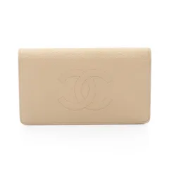 シャネル CHANEL 二つ折り長財布 ココマーク ベージュ レザー ココマーク ZIP長財布 レディース Used Bのサムネイル