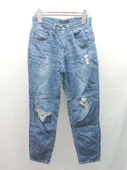 ◇ AZUL by moussy ローライス 股上浅め ダメージ スキニー テーパード デニム パンツ XSサイズ ブルー レディース E  【1304120037298】