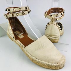 VALENTINO GARAVANI・ヴァレンティノ ガラヴァーニ★レディース シボレザー ロックスタッズストラップ ジュートコンビ サンダル （37）