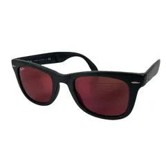 m129 美品 Ray-Ban WAYFARER RB4105 601-S/2K 50ロ22 3N レイバン ウェイファーラー サングラス アイウェア ウェリントン型 折り畳み レッドミラー ブラック