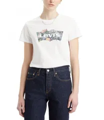 【送料無料】 リーバイス レディース Tシャツ トップス Levi'sR Floral Fill Batwing Logo Graphic T-Shirt Bright White