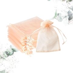 Nannlia 50枚 オーガンジー 巾着袋 13*18cm 小 ラッピング 袋 透明 プレゼント用 プレゼント 袋 小分け袋 無地 サシェ 袋