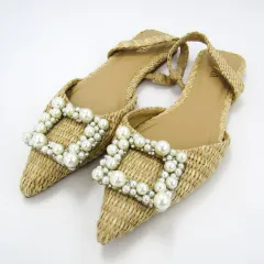 ザラ パンプス フラットシューズ バックストラップ 靴 レディース 35サイズ ベージュ×ホワイト ZARA 【中古】