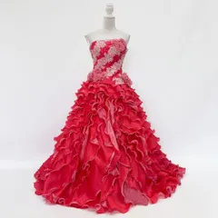 中古 カラードレス　朱赤　7〜11号FT　Aライン　撮影衣装　結婚式　二次会　ステージドレスなどに　C-265